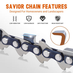 Savior chainsaw bar with two saw chains and storage bags