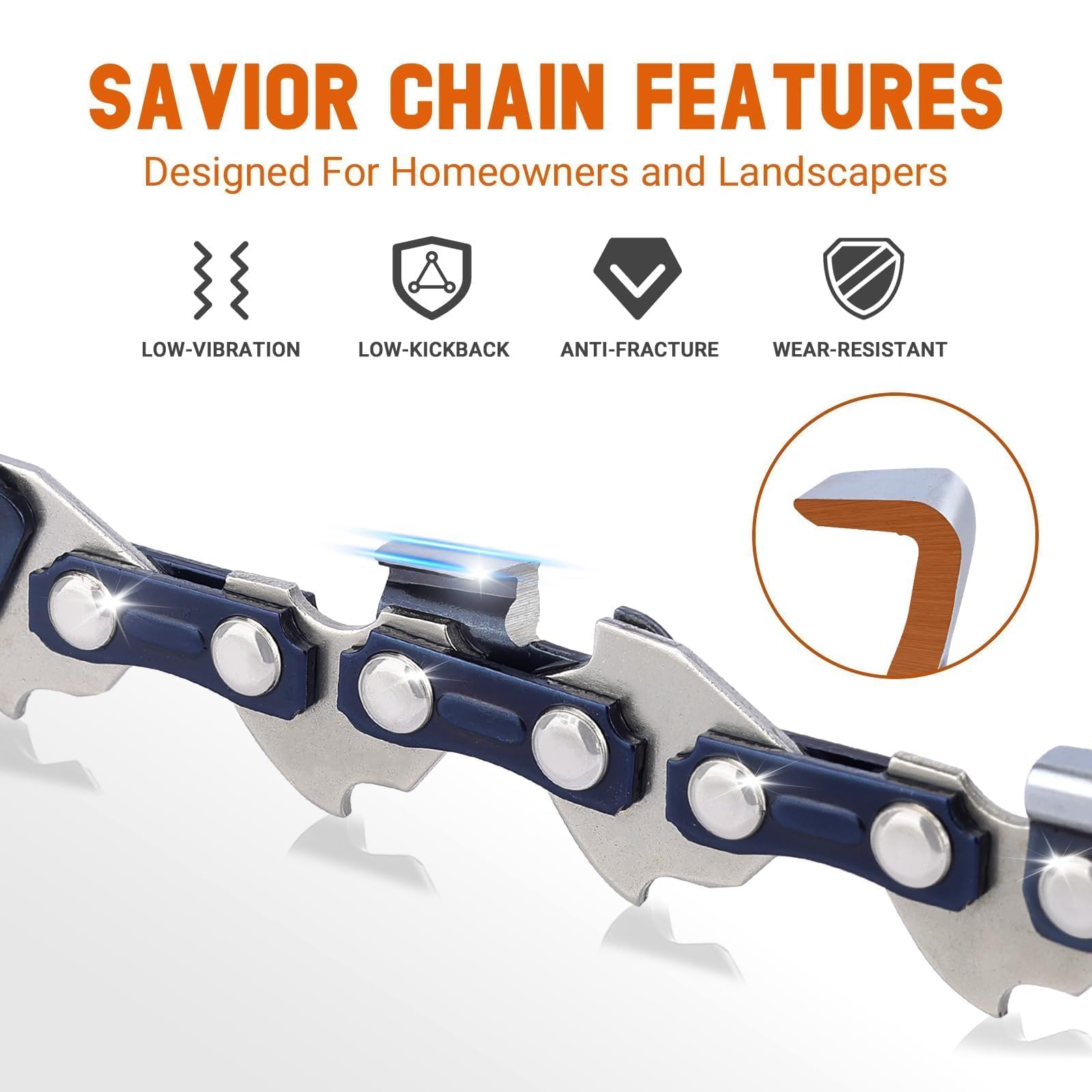 Savior chainsaw chain in use on a chainsaw
