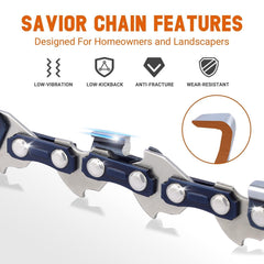Savior chainsaw chain in use on a chainsaw