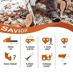 Savior chainsaw chain package with three chains and gloves