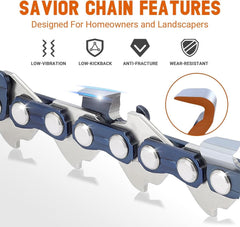 Savior chainsaw chain side view showing drive links