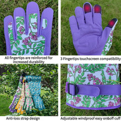 SAVJOB Gardening Gloves back view showcasing breathable canvas