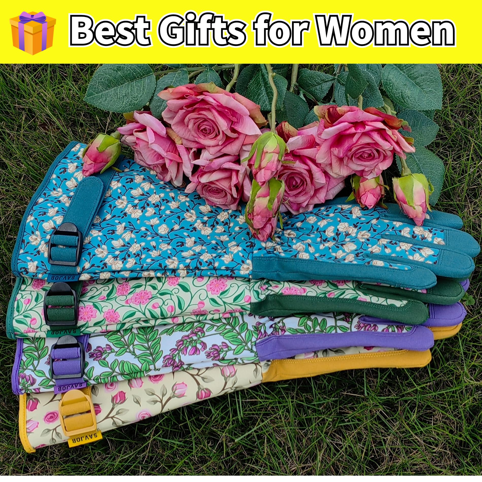 SAVJOB Gardening Gloves folded to show design and material
