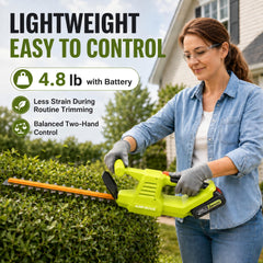 SAWMOVE hedge trimmer in use trimming hedges