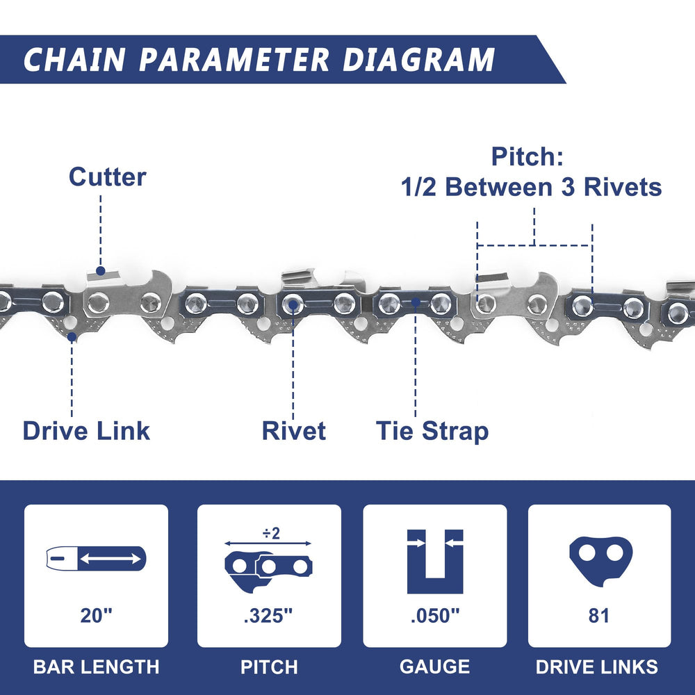 SawWorks Chainsaw Chain 20 Inch, detailed specifications