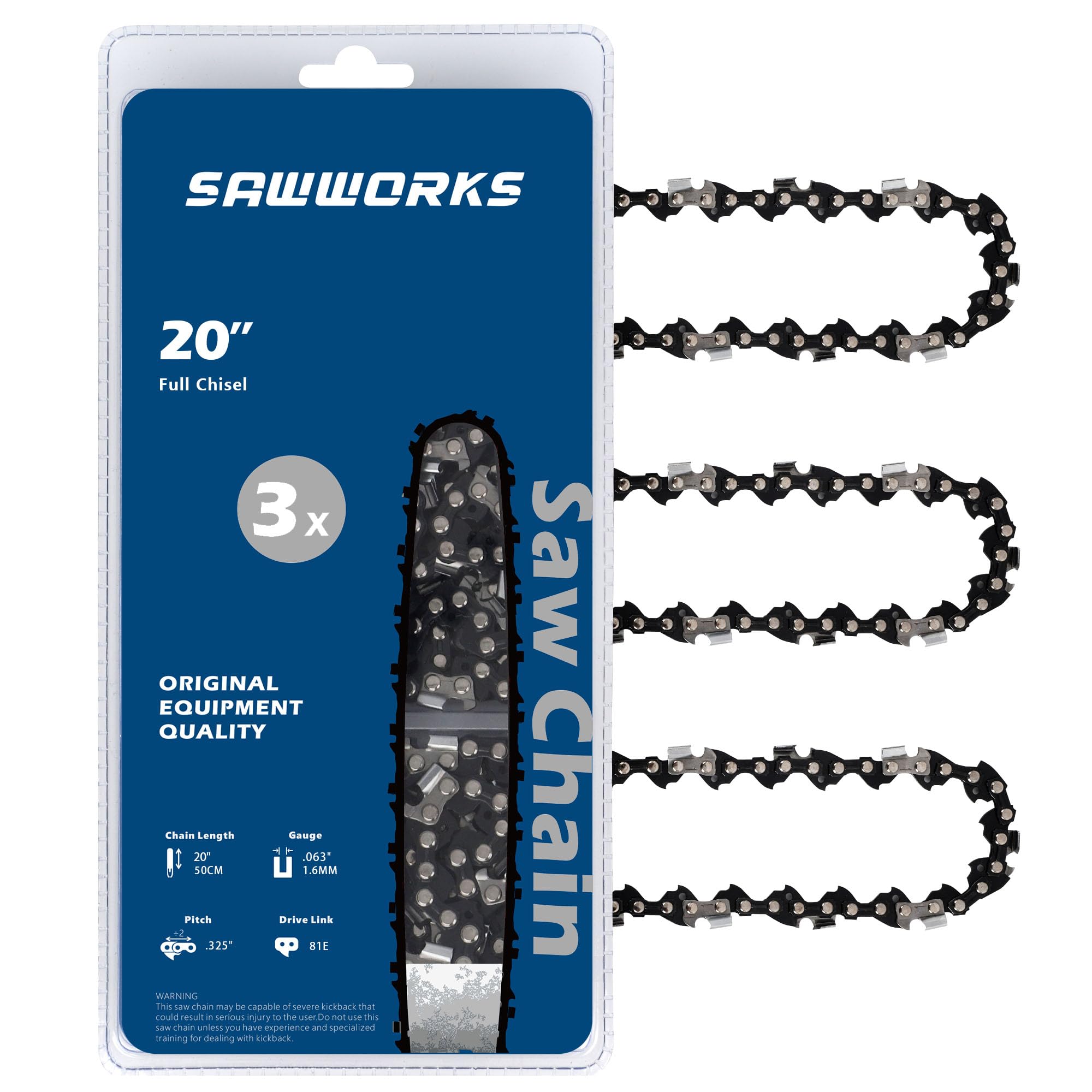 SawWorks Chainsaw Chain 20 Inch front view