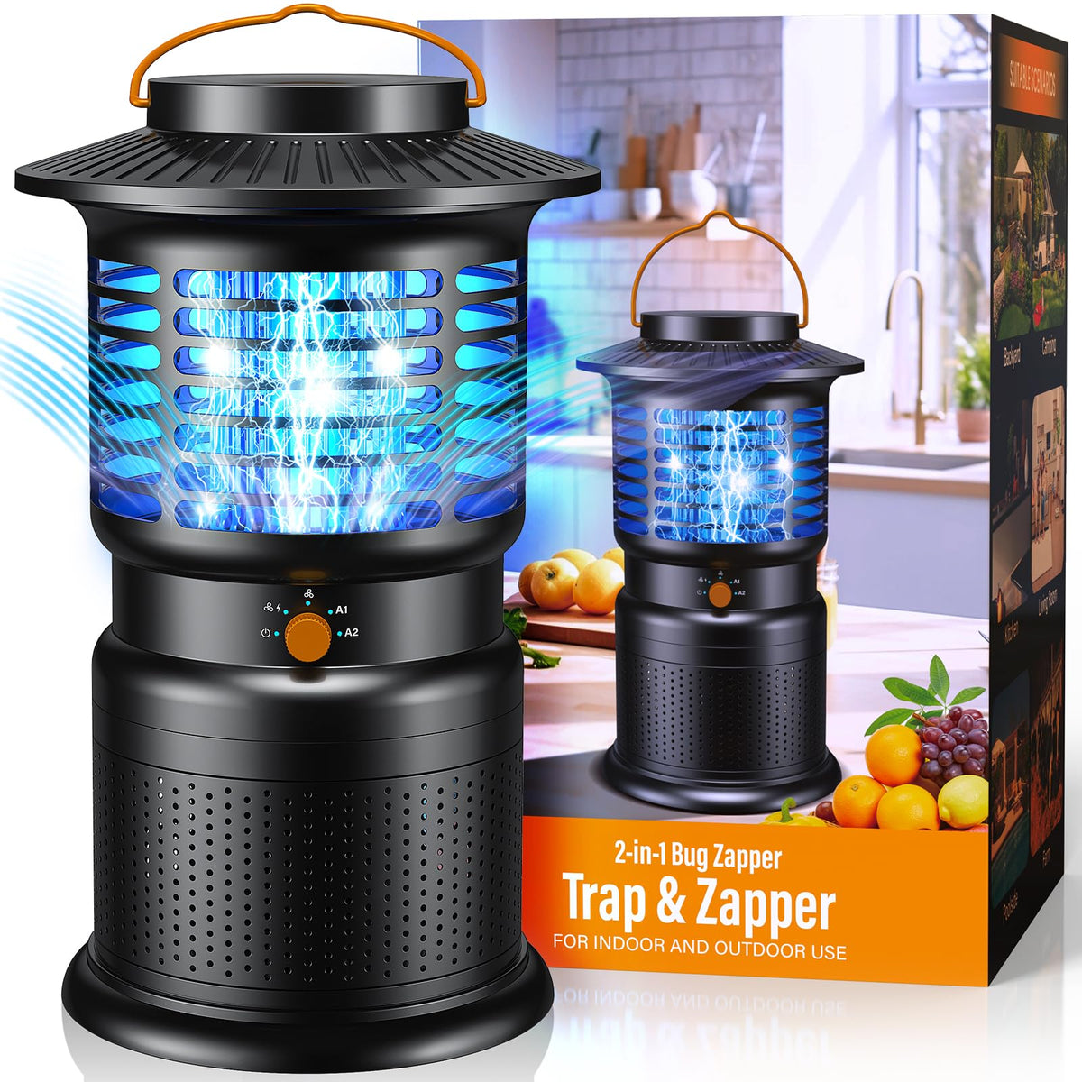 Sayneep Mosquito Trap front view in True Black