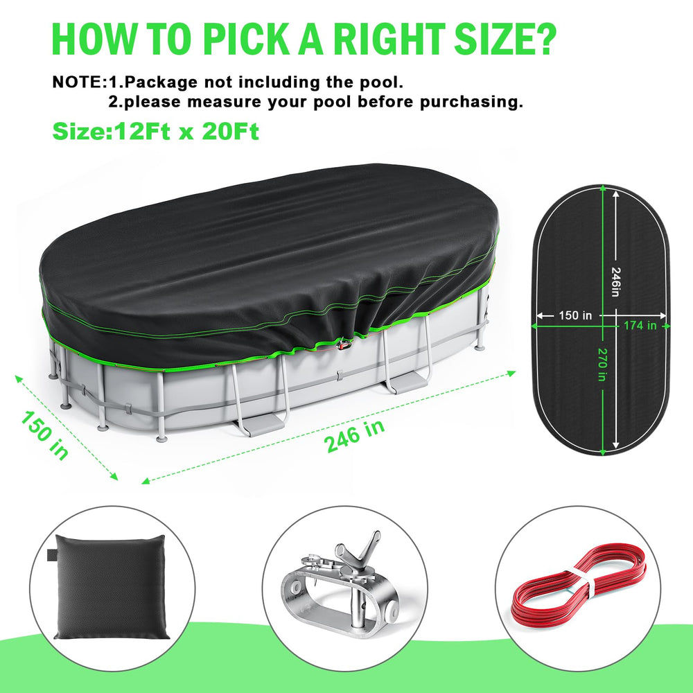 Sbekiev 12x20 Ft pool cover winch and cable set