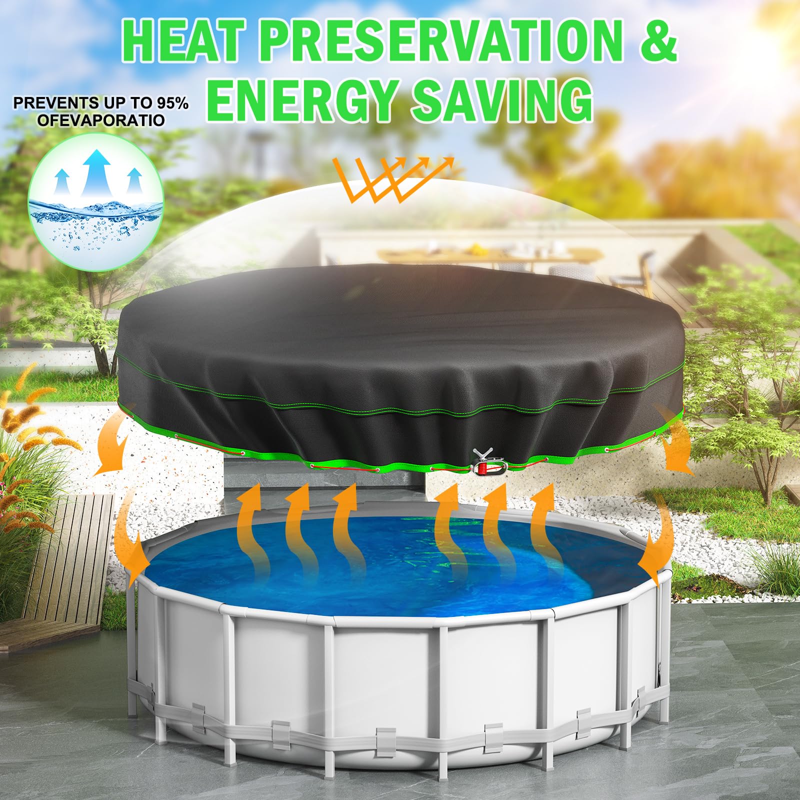 Sbekiev solar pool cover in black-green color