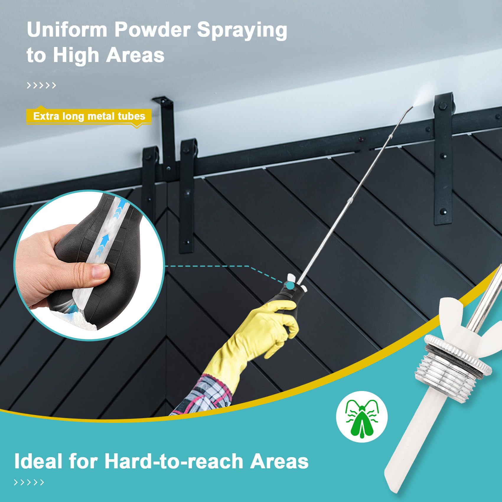 Sbestily Diatomaceous Earth Bulb Duster with extra long brass spray gun