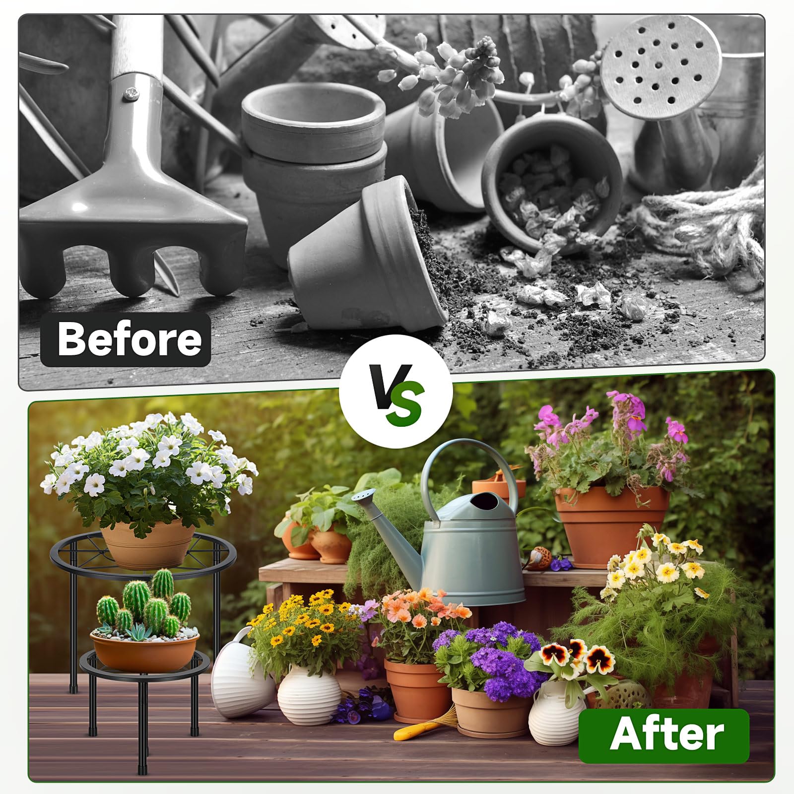 Sbosbo metal plant stand displaying potted plants