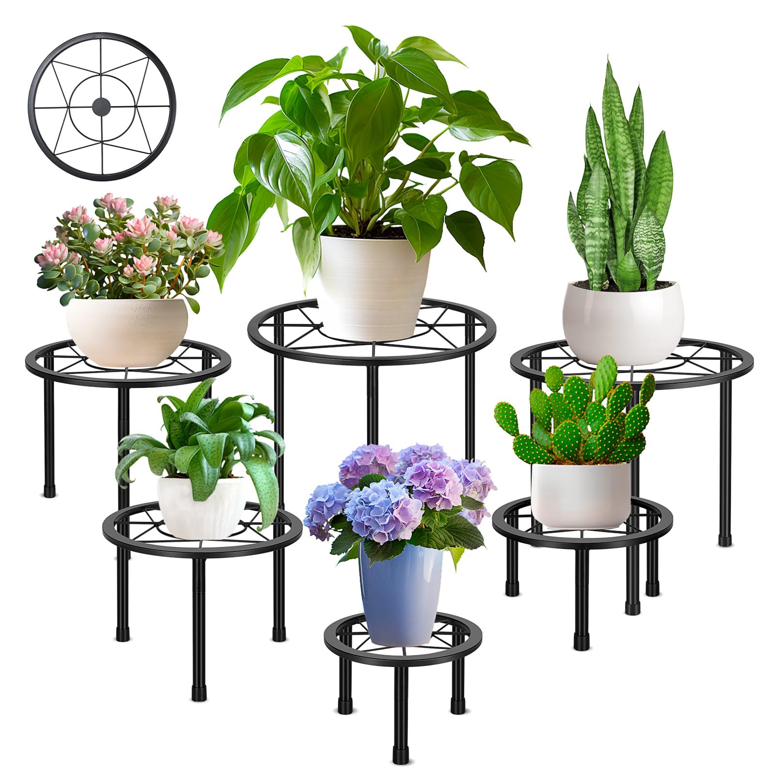 Sbosbo metal plant stands pack of 6 in black
