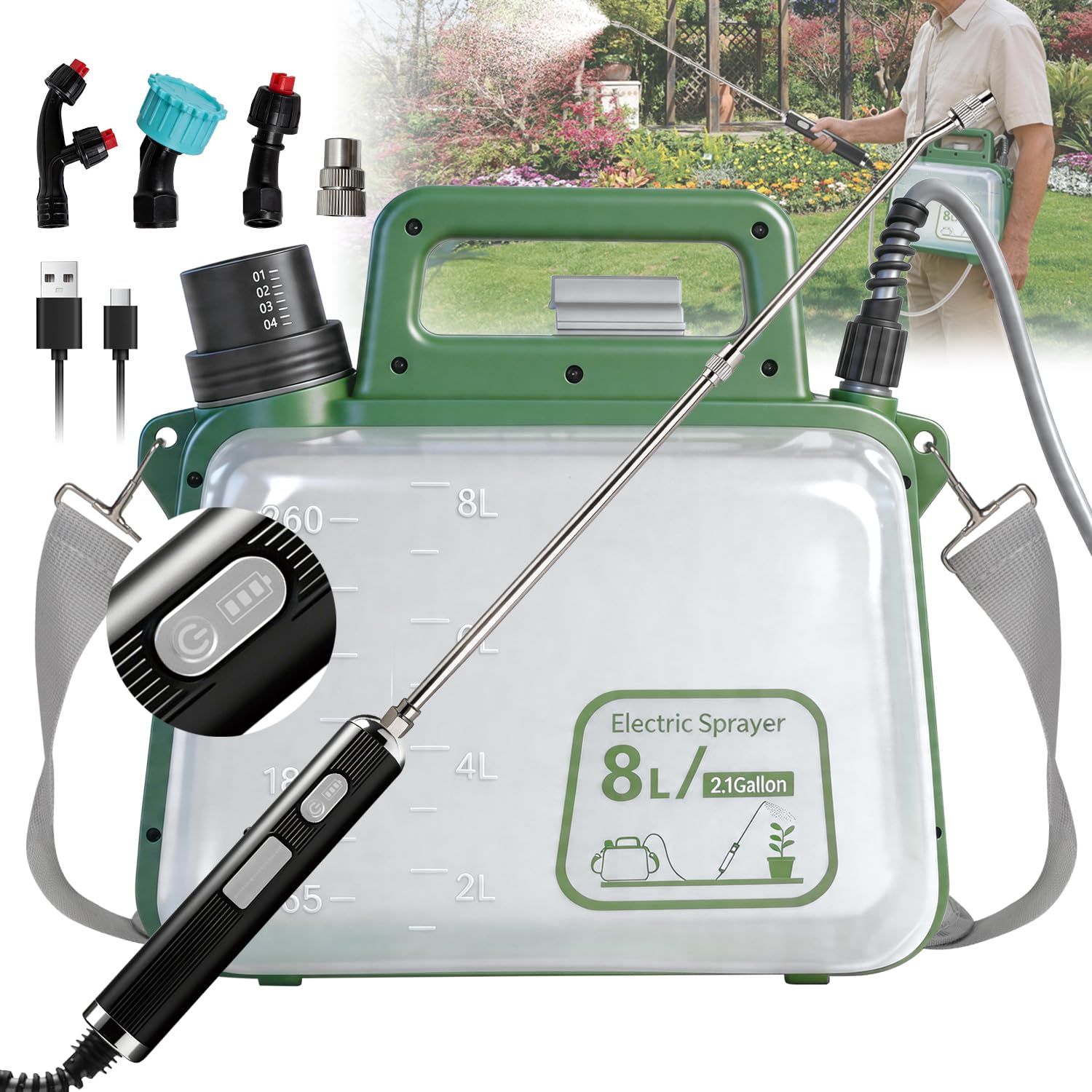 SBZYHYCJ 2 Gallon Electric Garden Sprayer front view