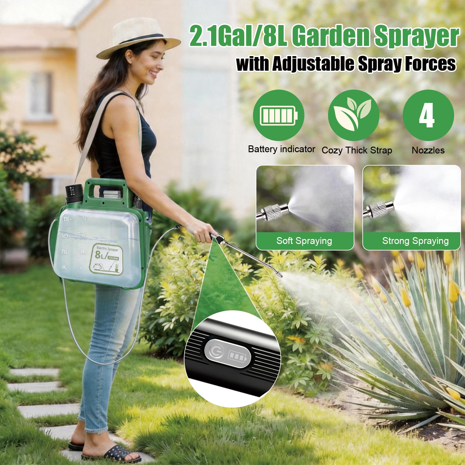 SBZYHYCJ 2 Gallon Electric Garden Sprayer side view