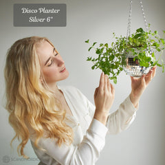 SCANDINORDICA Disco Ball Planter with chain and macrame hanger
