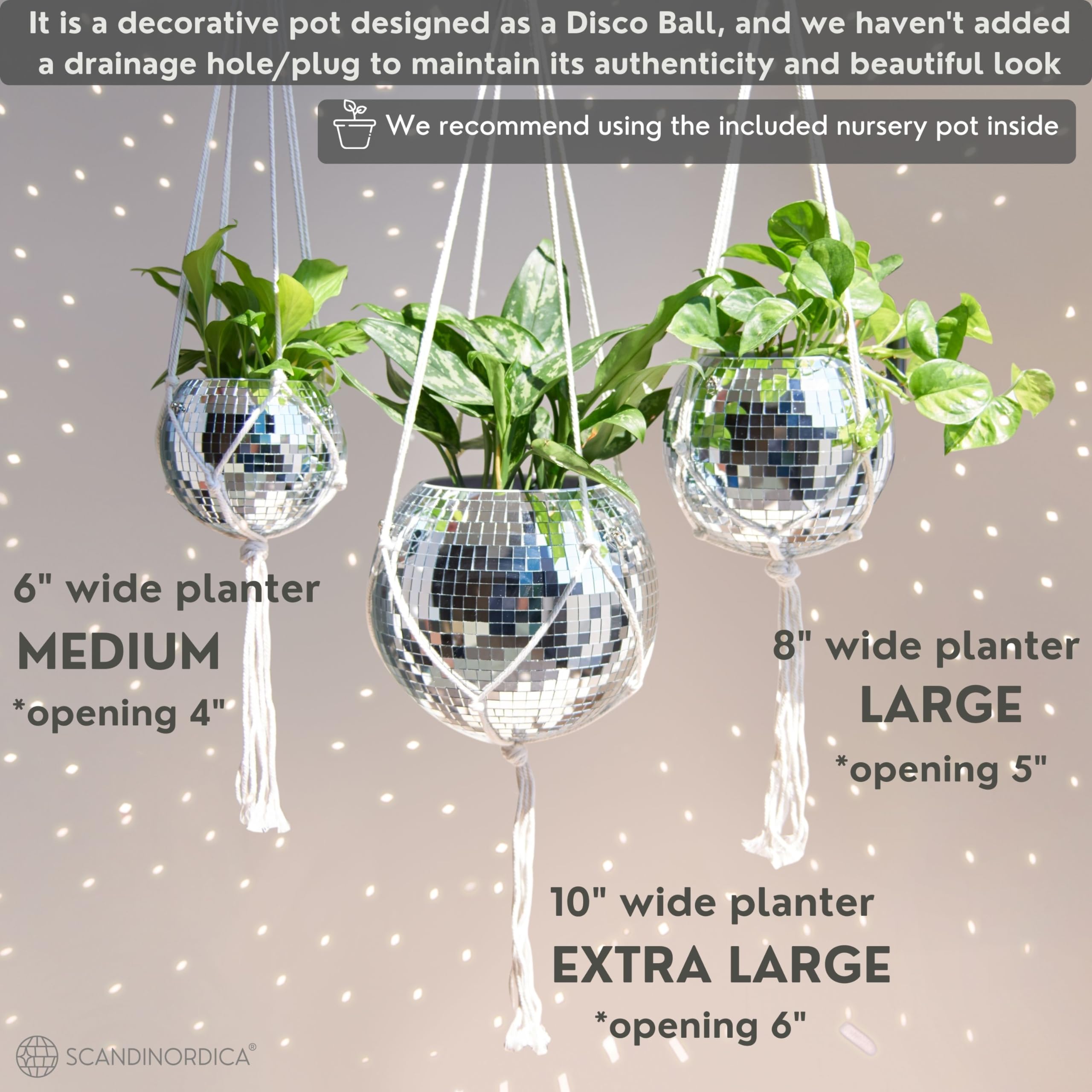SCANDINORDICA Disco Ball Planter with insert pot for better drainage