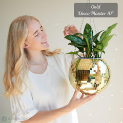 SCANDINORDICA Disco Ball Planter with macrame hanger and chain