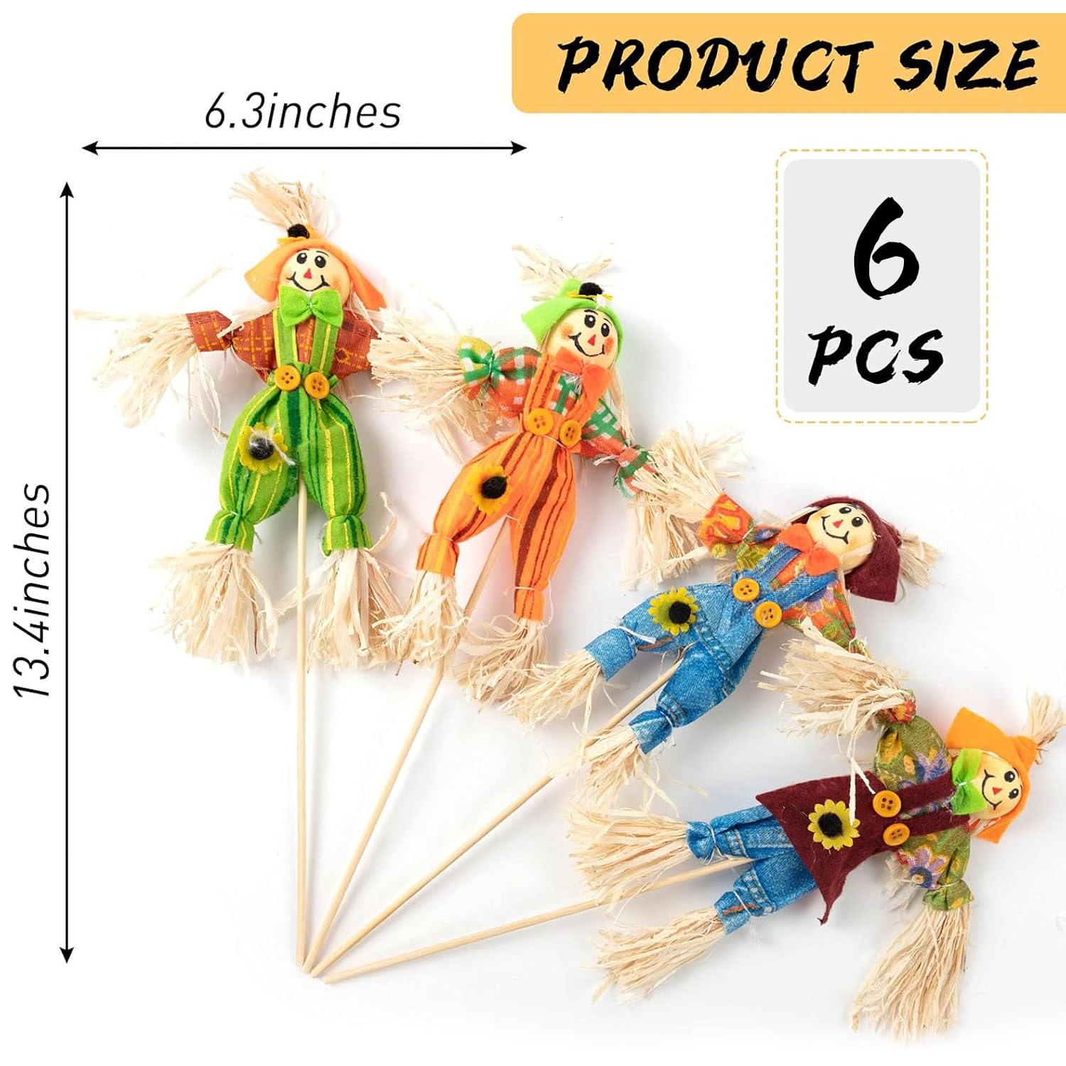 Scarecrow decoration inserted into soil in a yard