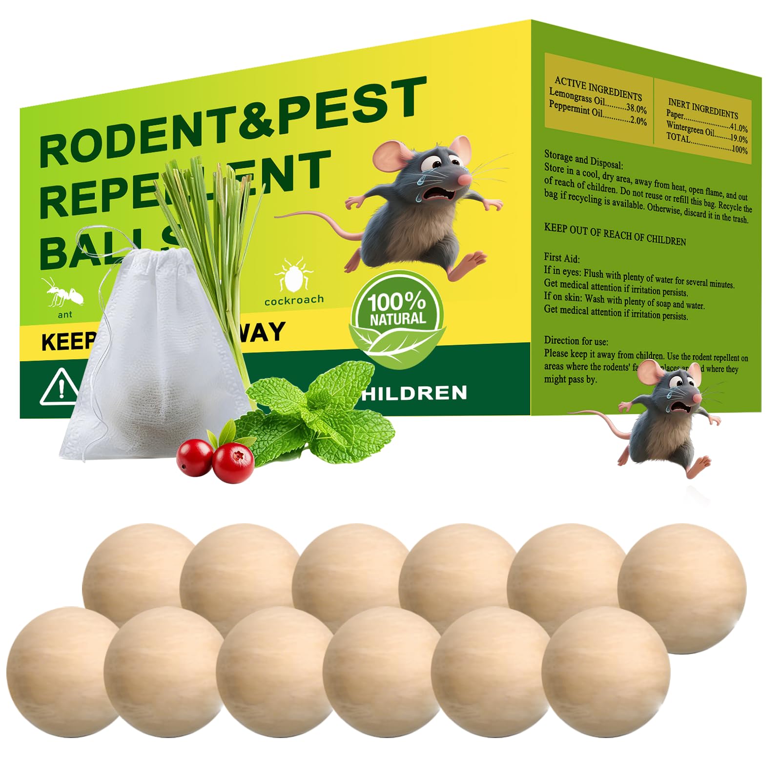 Scarilpest 12 Pack Peppermint Rodent Repellent Pouches front view