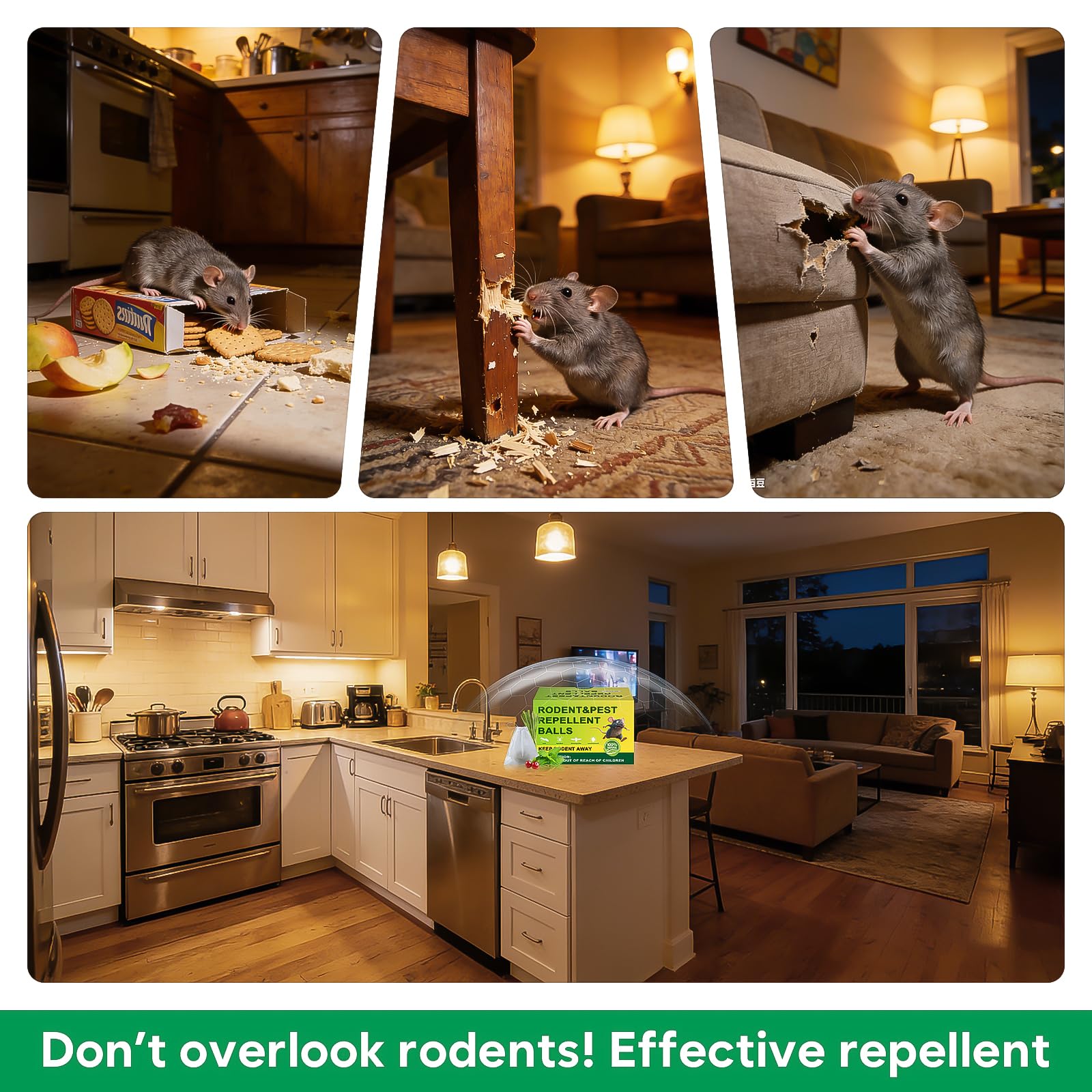 Scarilpest Peppermint Rodent Repellent Pouches in kitchen setting