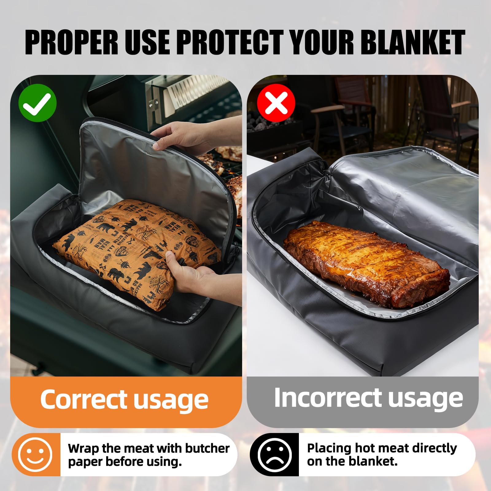 SCAUSY BBQ Blanket displaying leakproof zipper design