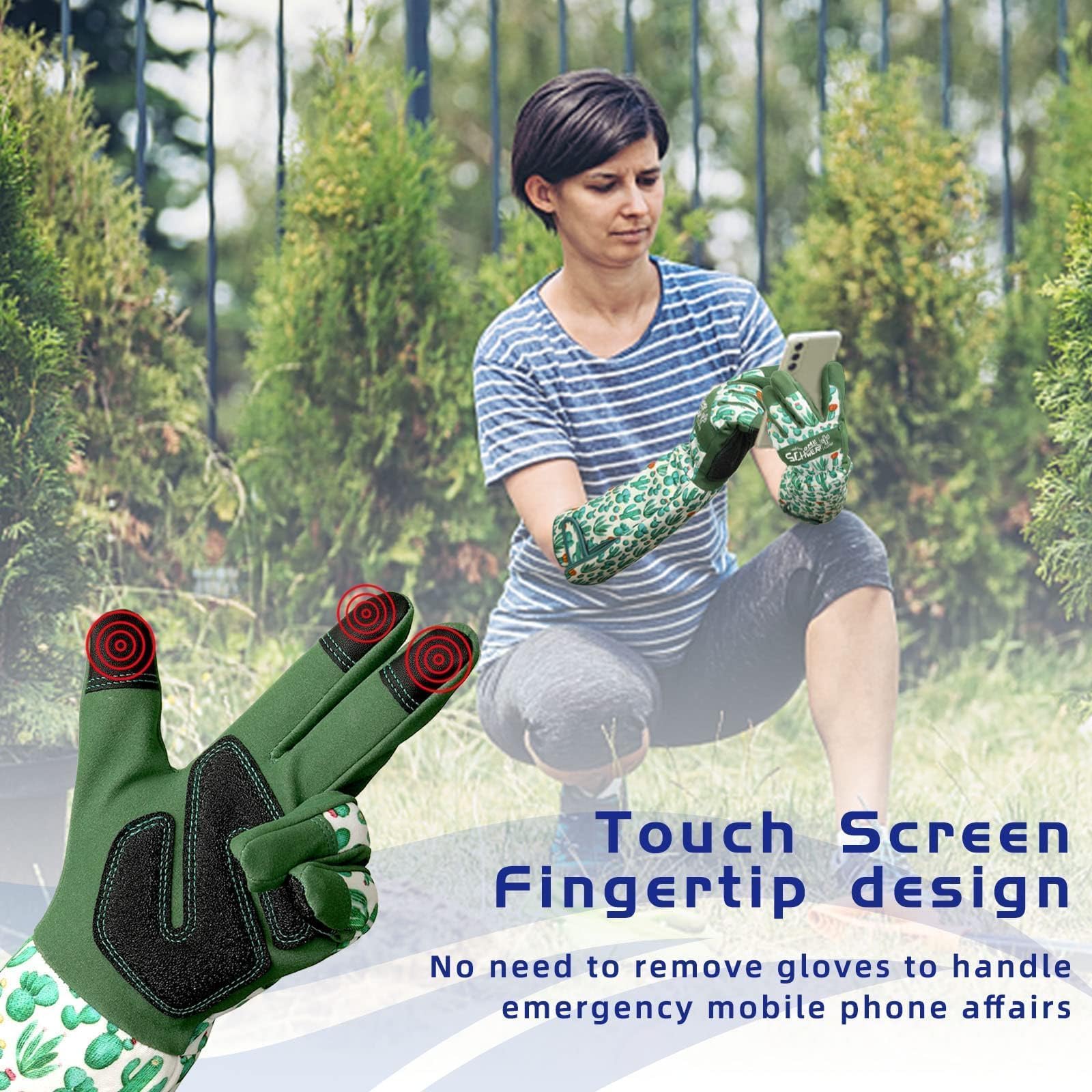 Schwer Gardening Gloves for Women, XL, showing reinforced fingertips