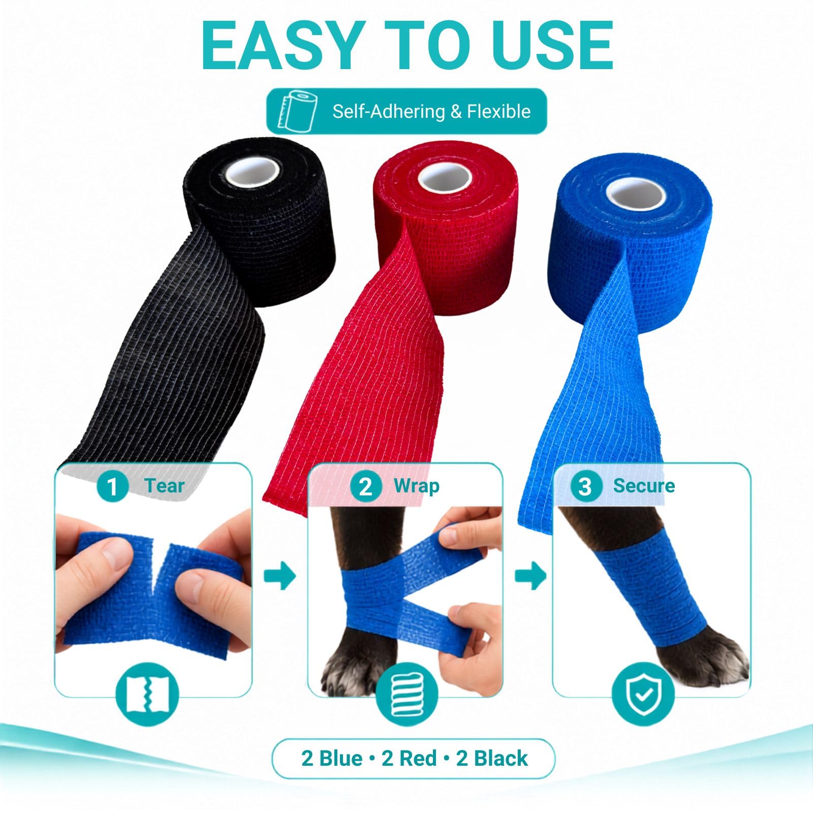 SCICOFIX Vet Wrap rolls in various colors on a shelf