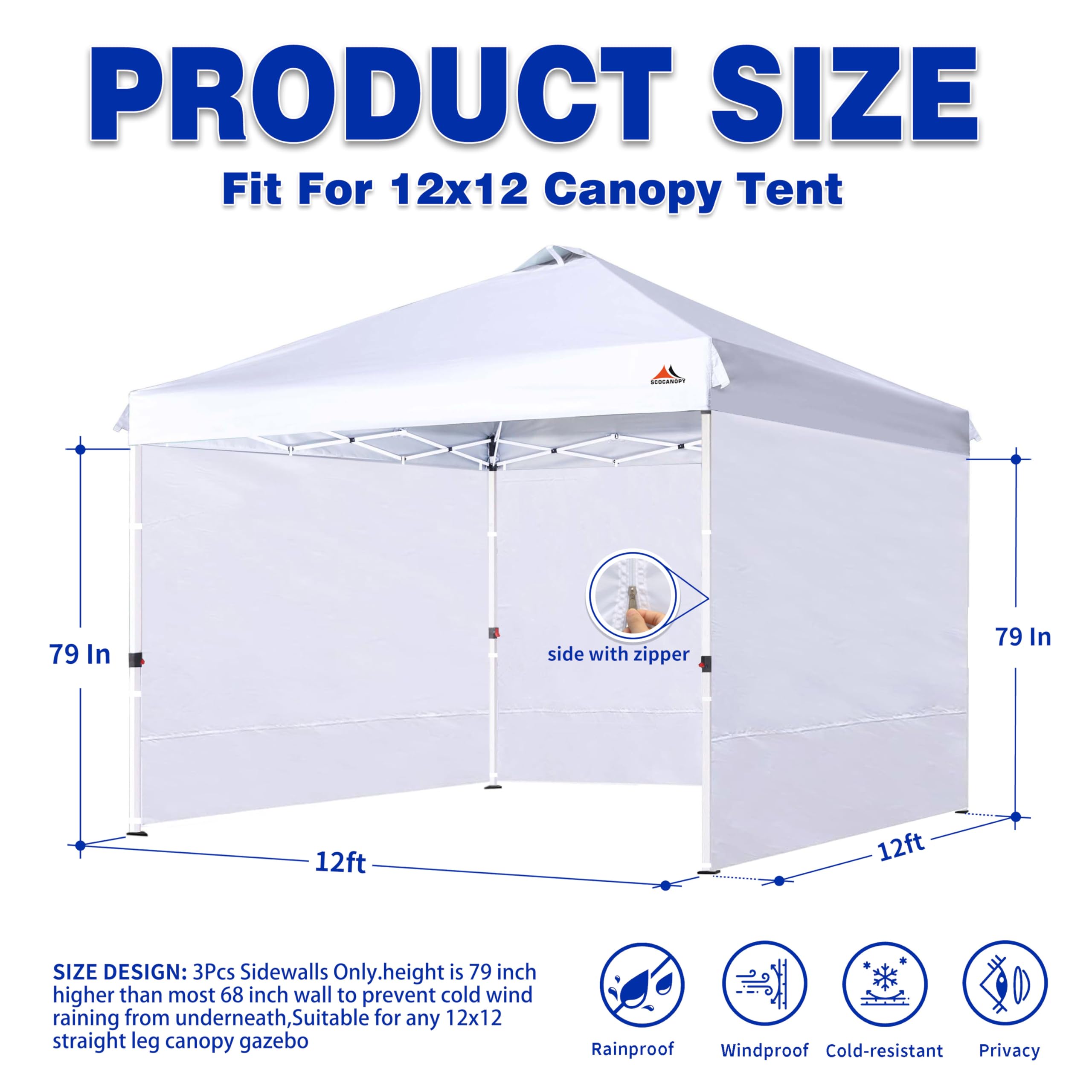 SCOCANOPY sidewalls showing installation on a canopy frame