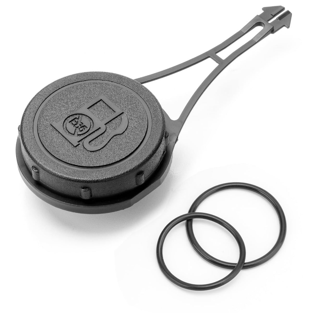 Sconva Fuel Tank Gas Cap front view, black plastic material