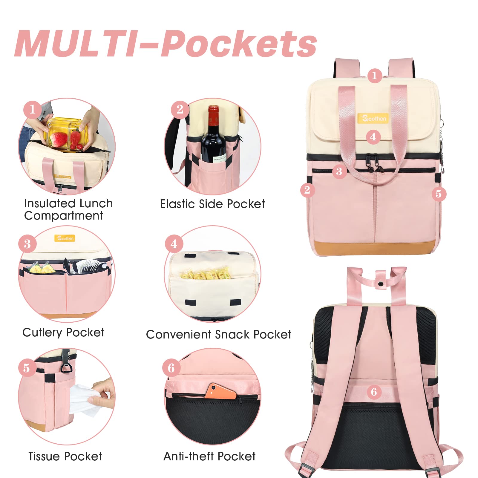 Scothen Backpack Cooler with bottle opener