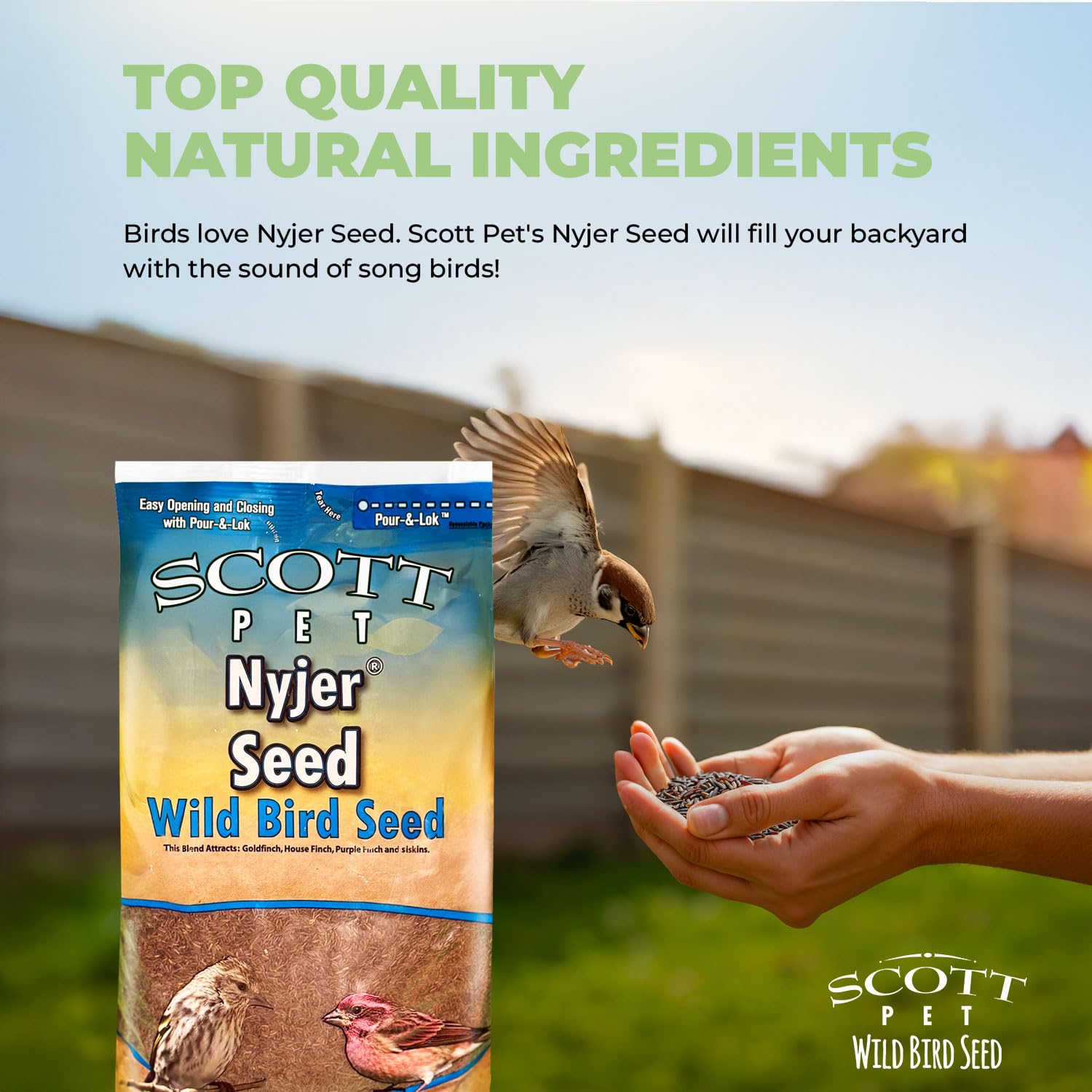 Scott Pet Nyjer Seed bag with ingredients listed