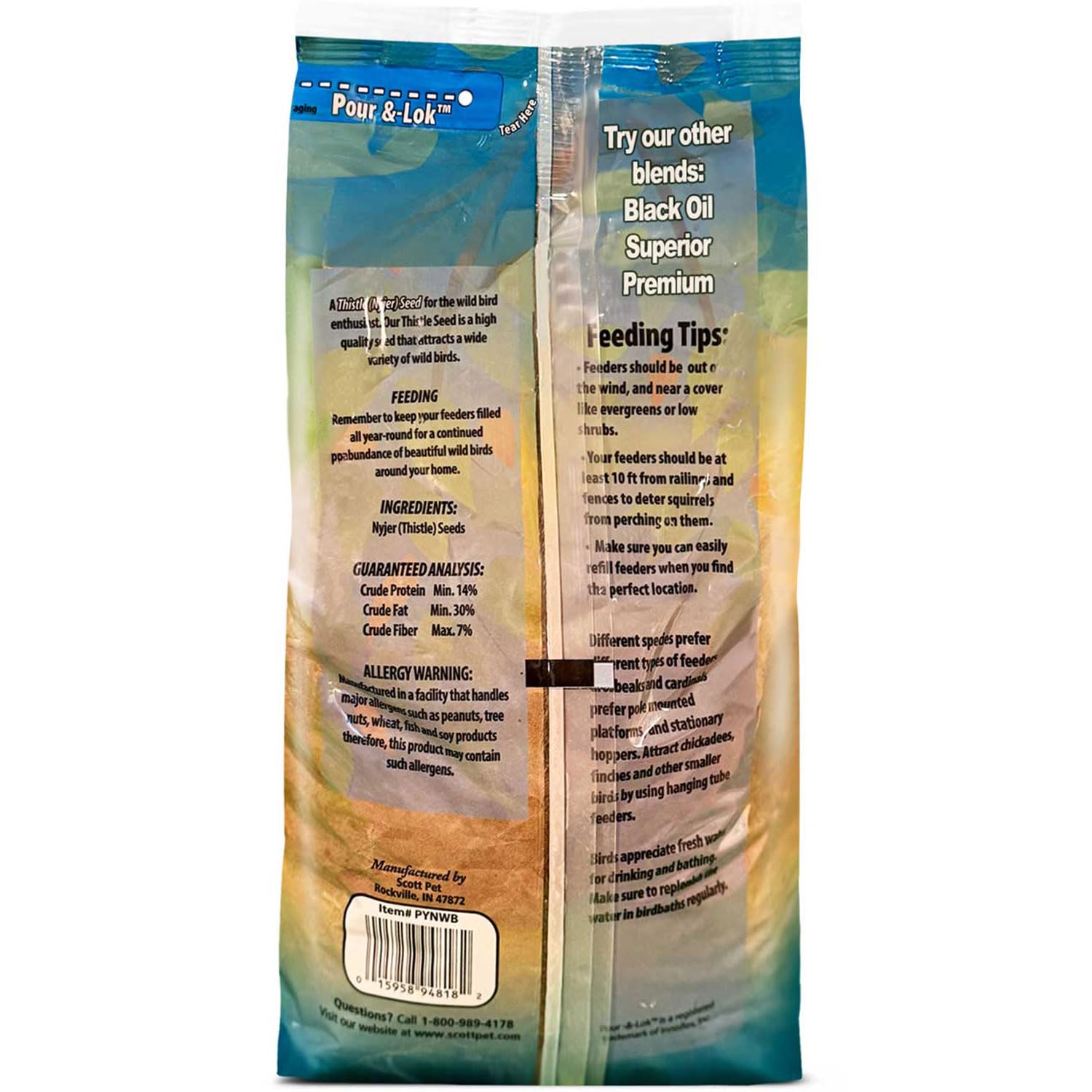 Scott Pet Nyjer Seed packaging with resealable feature