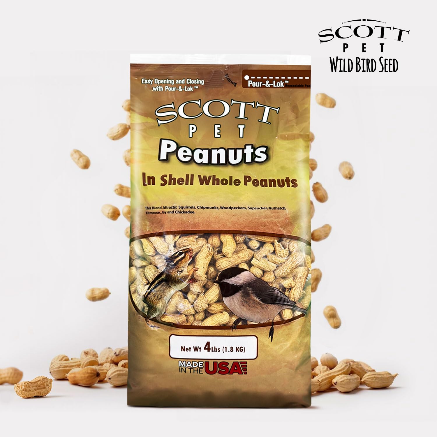 Scott Pet Whole Peanuts bag showing nutritional information