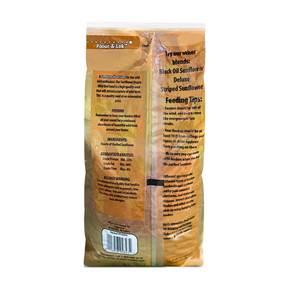Scott Pet Wild Bird Seed Sunflower Hearts packaging close-up