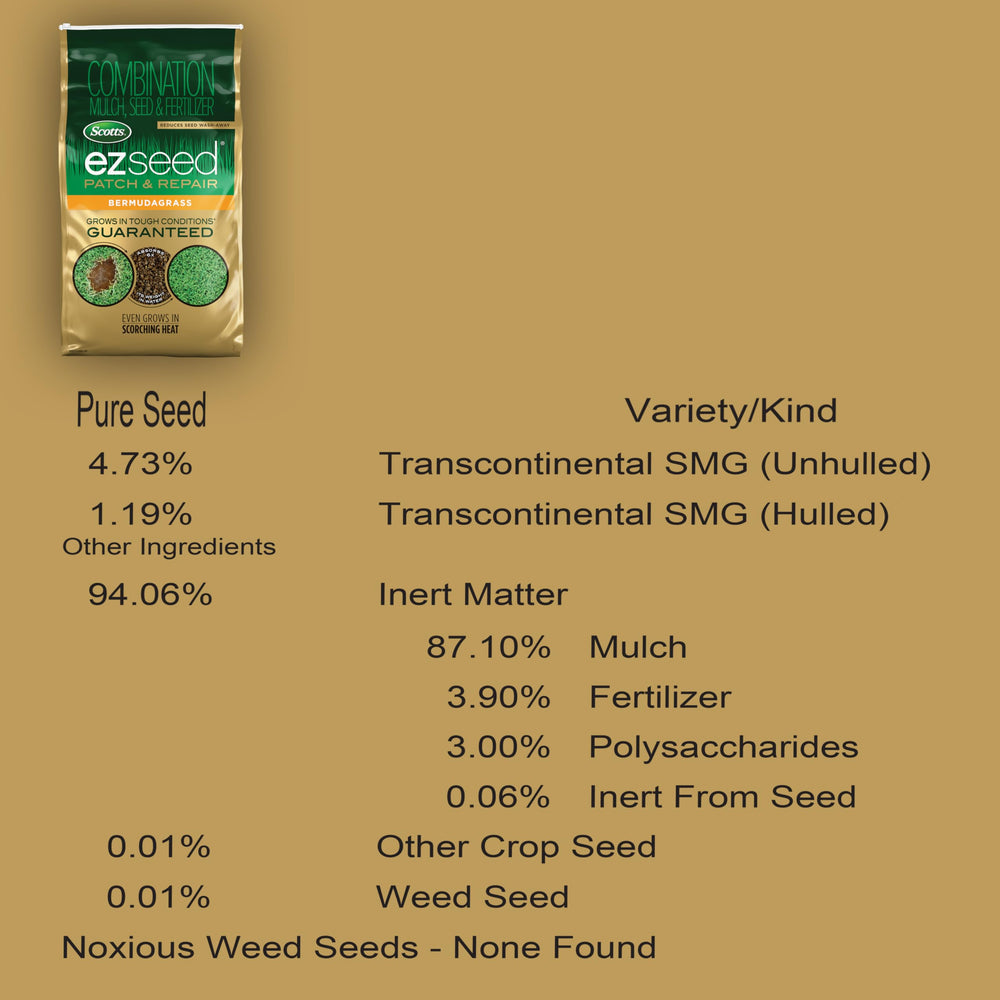 Scotts EZ Seed Patch & Repair Bermudagrass packaging with clear instructions