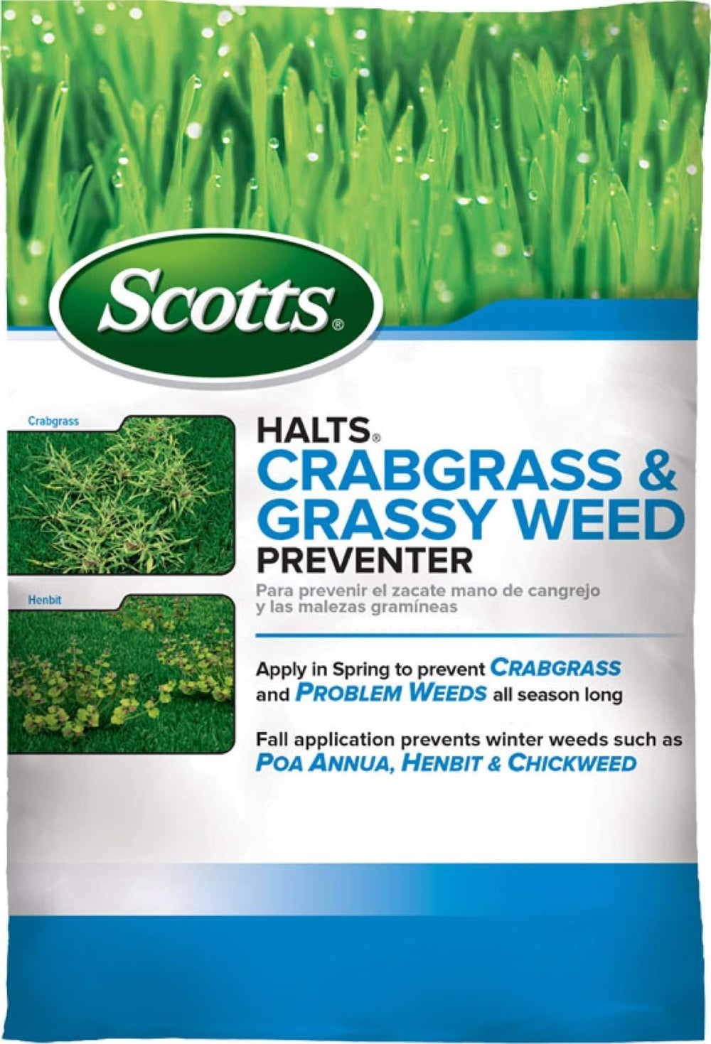 Scotts Halts Crabgrass & Grassy Weed Preventer bag front view