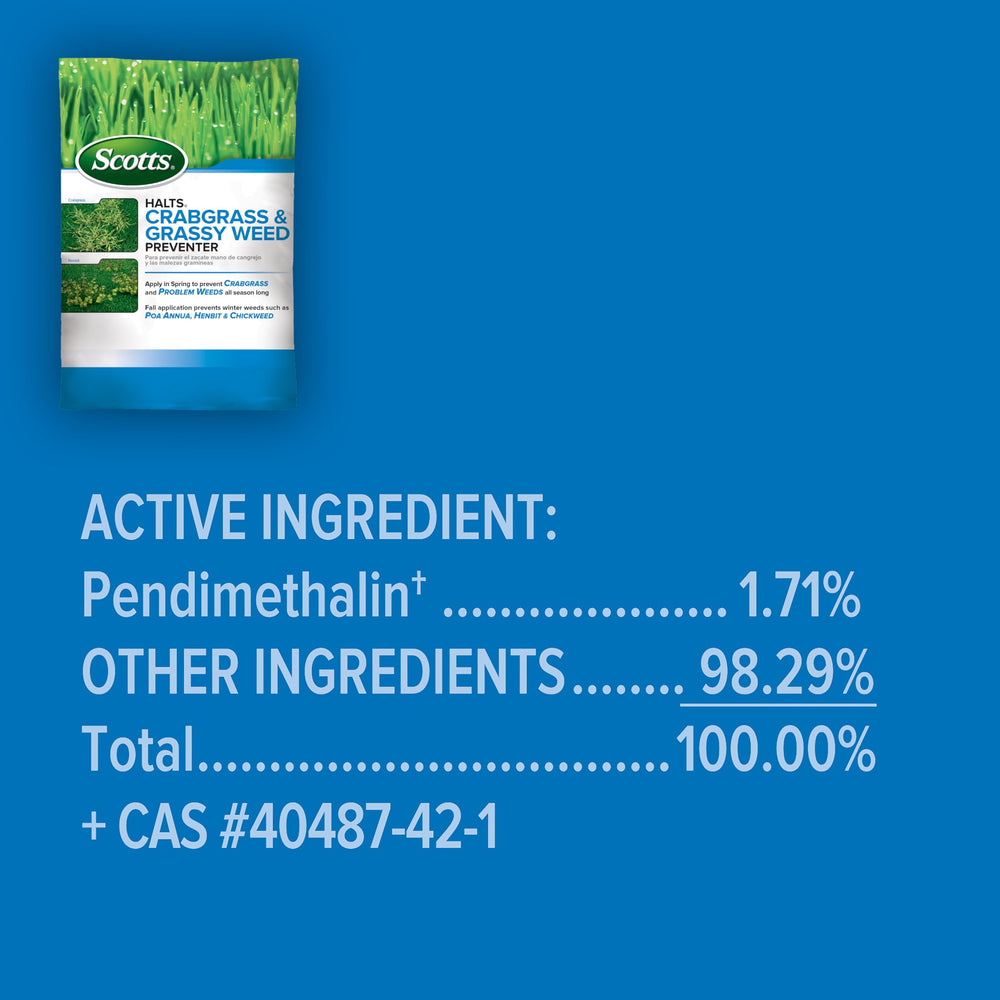 Scotts Halts Crabgrass & Grassy Weed Preventer granules close-up