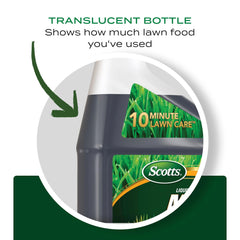 Scotts Liquid Green Max Lawn Food bottle with applicator attached