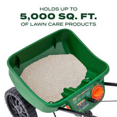 Scotts Mini Spreader showing fold-down handle