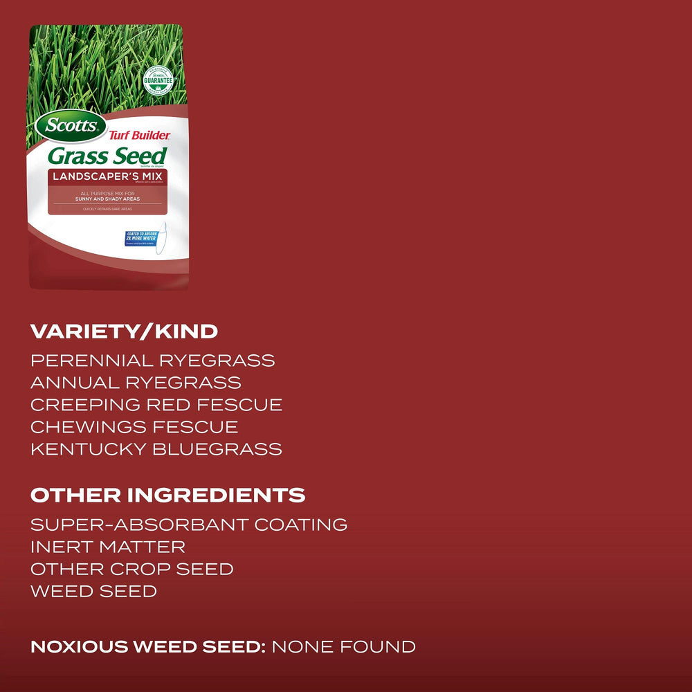 Scotts Turf Builder Grass Seed bag showing contents