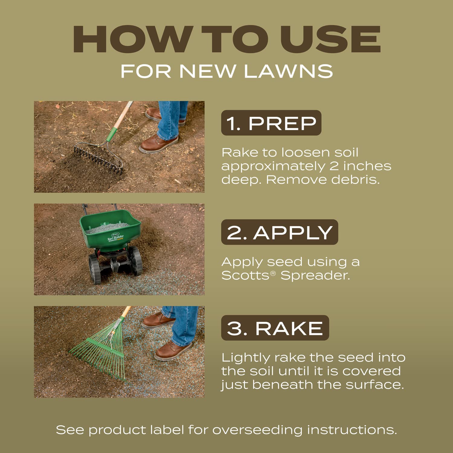 Scotts Turf Builder Grass Seed Southern Gold Mix label with specifications