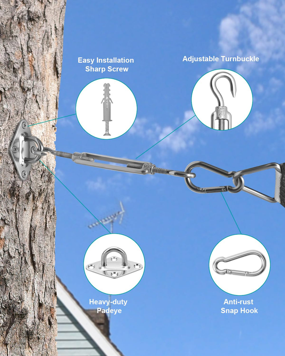 Screws and plastic expansions in Morzejar Shade Sail Kit