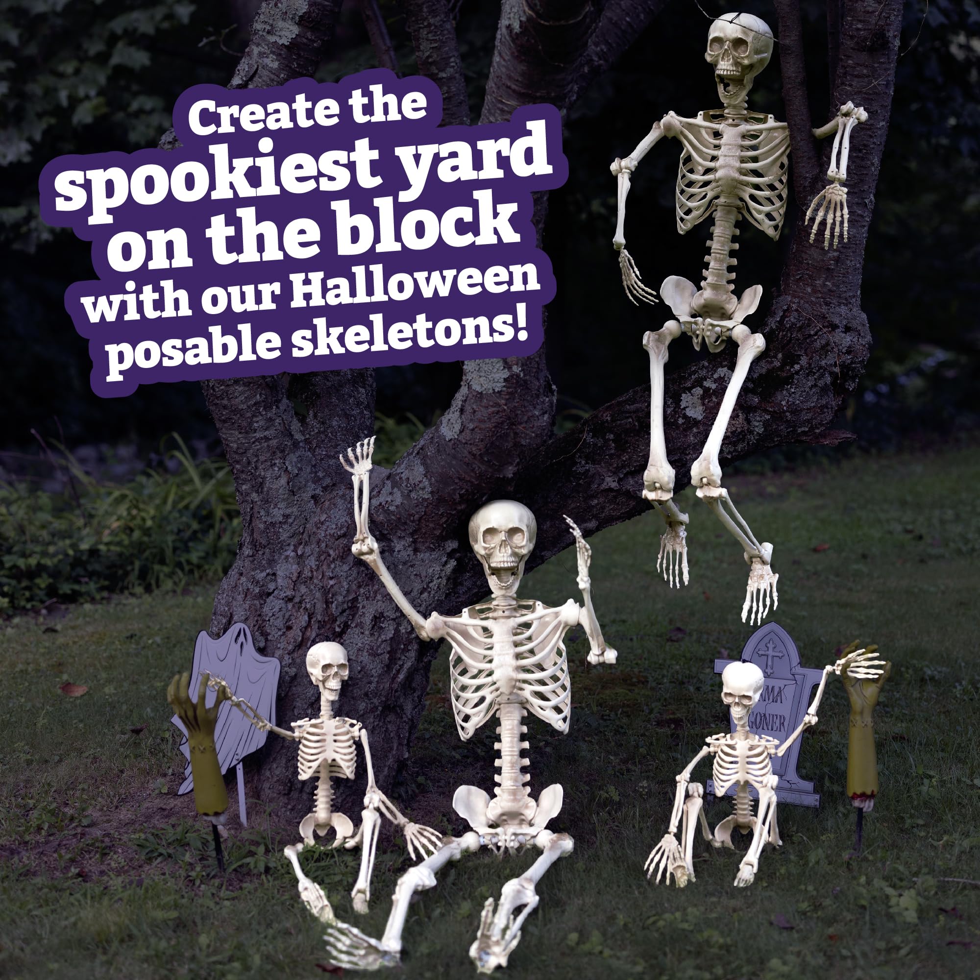 SCS Direct Halloween skeletons set up for a Halloween party