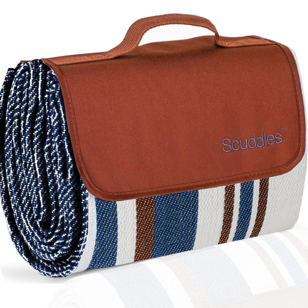 scuddles Waterproof Picnic Blanket 60" x 60" tan design front view