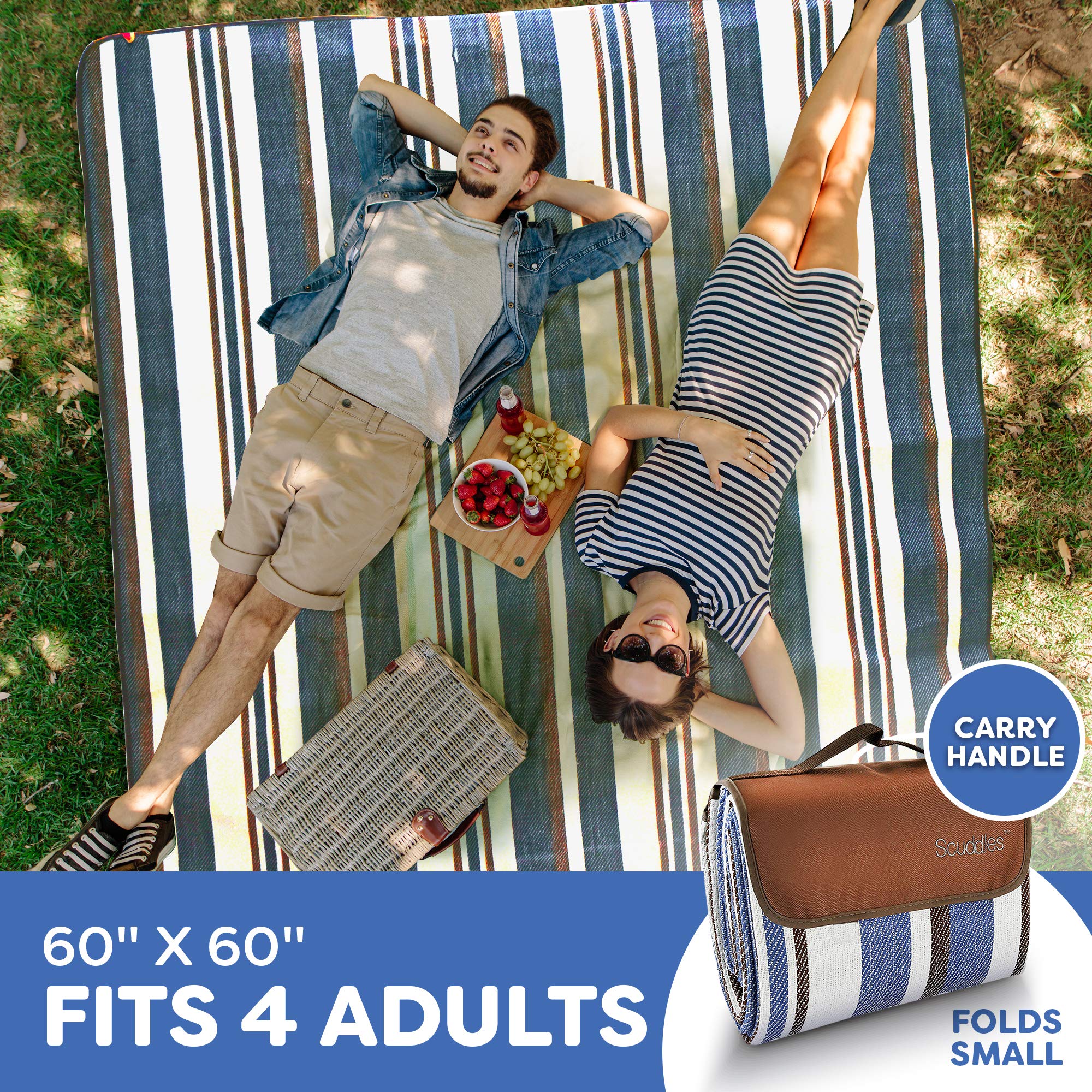 scuddles Waterproof Picnic Blanket showing waterproof backing