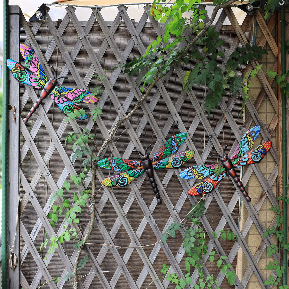 Scwhousi Metal Dragonfly Wall Decor side view, details of handcrafted design