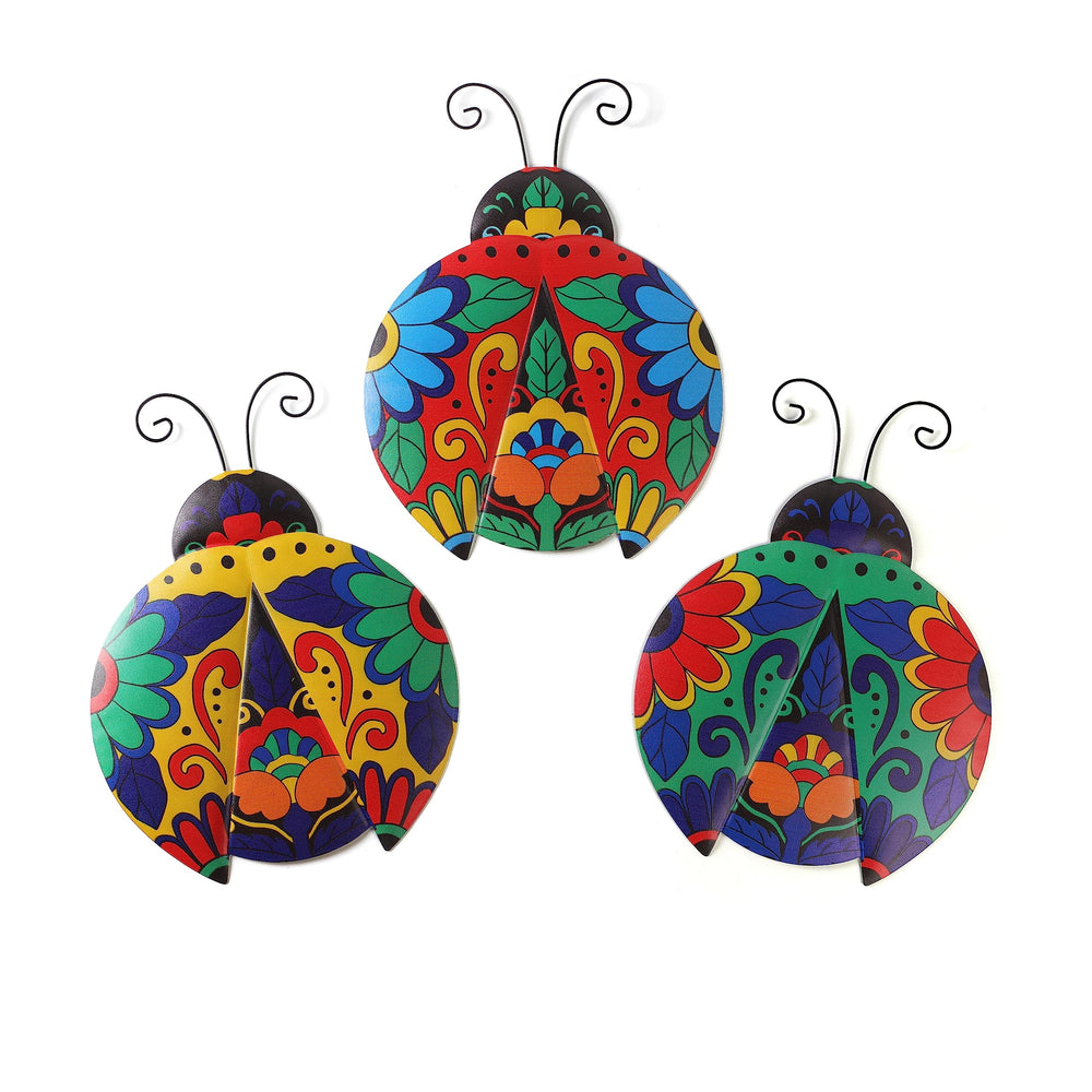 Scwhousi Metal Ladybugs Wall Decor multicoloured front view