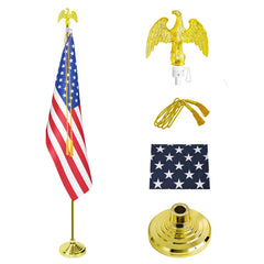 SCZS Indoor Flag Pole Kit with 3x5 FT American flag and golden eagle topper