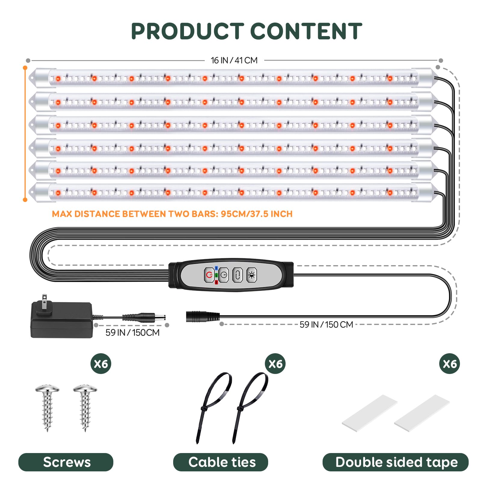 SDOVUERC 16'' Grow Light Strip with warm white LEDs