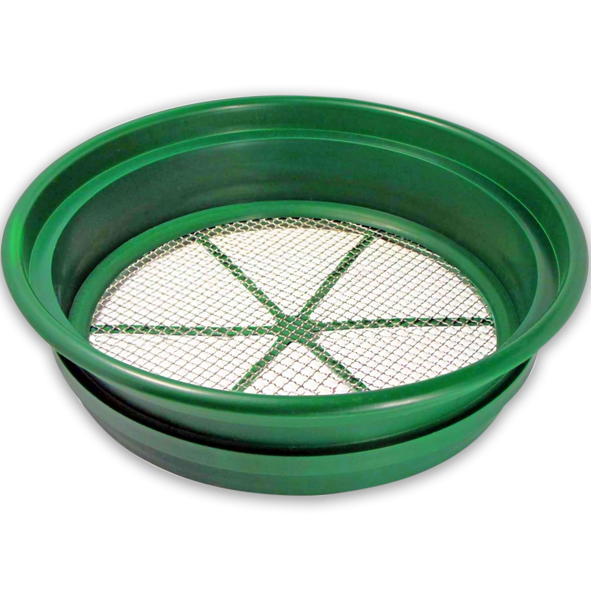 SE 13.25 Inch Stackable Classifier Gold Prospecting Pan green front view